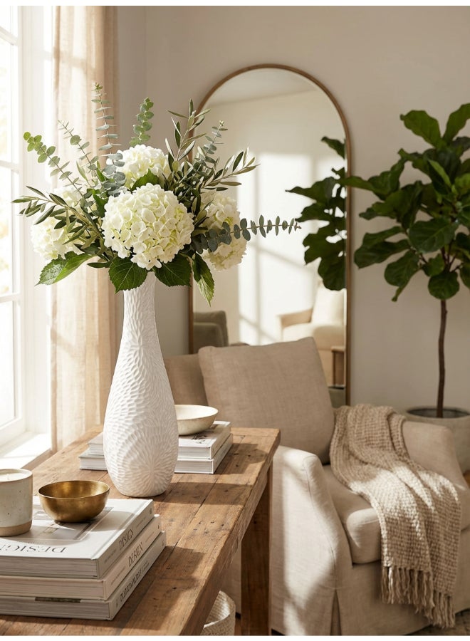 ايست من نون Ceramic Vase for Floral Decorative arrangement, Ht-46.4 cm | Shiny White Color | Flora Etch Design | Size -13.5x13.5x46.4 cm | Perfect for decorativing your living room, Ideal for decorating coffee table, dinning table, console table or any office or living space - Image 3